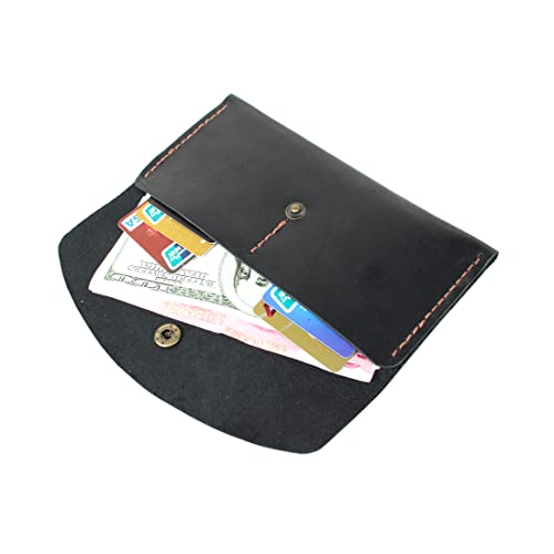 Handmade Reclaimed Leather Multi-function Envelope Mobile Phone Card Holder Wallet Cash Organize (Black)