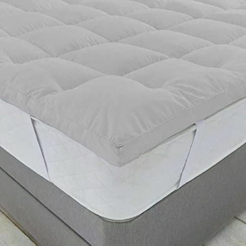 Image of 1200GSM Hollow Fibre Mattress Padding /Topper Grey for King Size Bed-72 Inch X 78 Inch