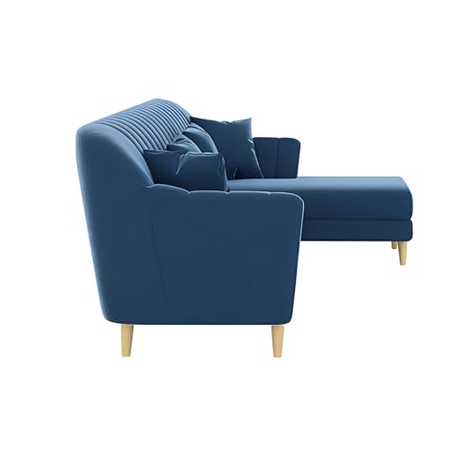Image of Atticus RHS 6 Seater L Shape Sofa Set for Living Room (Blue Fabric) Premium Fabric Sofa Set