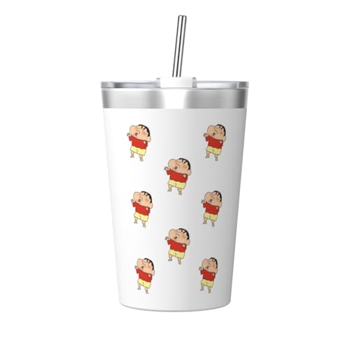 タンブラー クレヨンしんちゃん 水筒 ストローカップ マグボトル コップ 340ml ストロー付き 魔法瓶 真空断熱 保温保冷 コーヒー おしゃれ 直飲み 車用 子供 遠足 通勤 通学