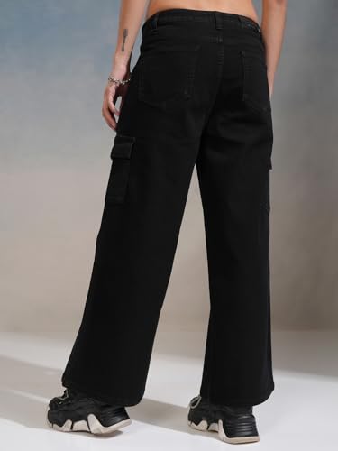 Image of Tokyo Talkies Women Cargo Jeans | Straight fit