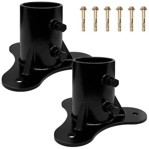 Rasugarlary Chain Link Fence Post 2.5" Base Flange Floor Flange Heavy Solid Pole Pipe Flange for Holding Fence Mailbox Pergola Railing Deck Flag Round Post (OD 2-3/8'') with Screws (Pack of 2) Cover