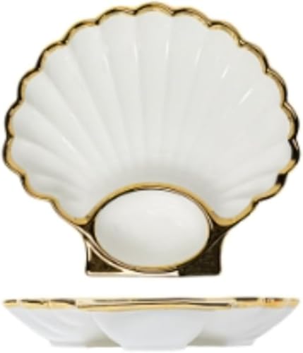 AZIEBAY 餃子と刺身皿セット| 和風仕切り皿| 焼売、餃子、シーフードに最適| かわいい陶器製醤油皿