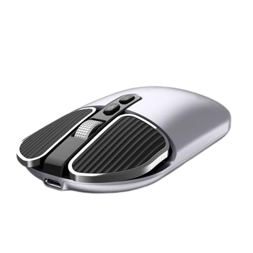 Image of KINGSTER Wireless Bluetooth Rechargeable Mouse - Silent Click, Dual Mode (BT 5.2 + 2.4GHz), Adjustable DPI (800 /1200 /1600), Ergonomic Design - for Laptop, PC, Mac (White & Multi-Color) (Grey)