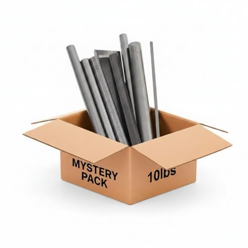 Fumete 10 lb Carbon Steel for Blacksmithing, Assorted Low Carbon Steel Blanks Bars Rods, Selected Material, Random Pieces Includes Square Bar Flat Round Bar for Forging Metal Crafting & DIY
