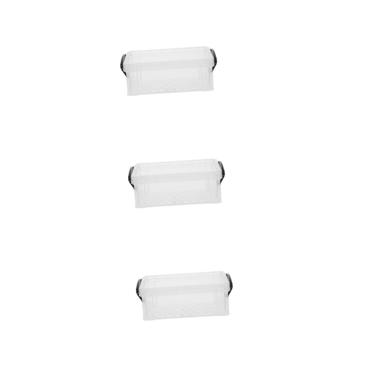 Petite boîte plastique transparente de rangement bureau empilable compacte x6