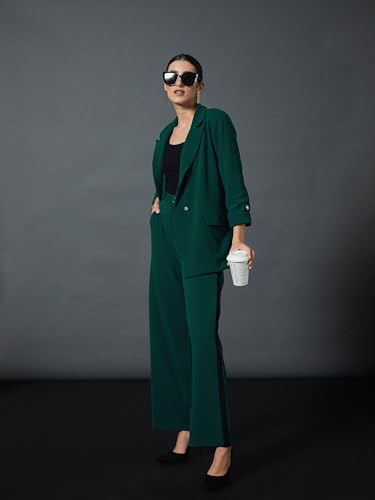 Image of Sassafras worklyf Women's Blazer Regular Fit Full Sleeves Longline Front Open Show Pocket - Casual Workwear Blazers