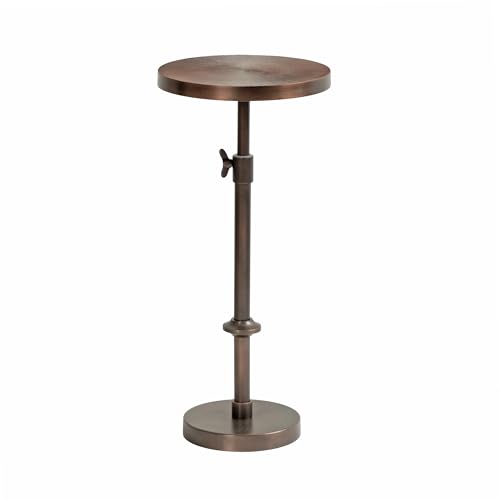 Kate and Laurel Engles Traditional Adjustable-Height Pedestal Drink Table; 10 x 10 x 30; Bronze; Vintage Round Indoor Metal Plant Stand with Embossed Sunburst Pattern by Kate and Laurel - Used condition - US$59.24