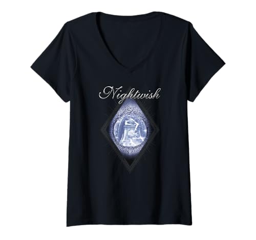 Femme Once (couverture d'album + logo Nightwish ) T-Shirt avec Col en V