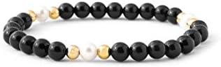 Miniatura 2 de AAA++ Pulsera de perlas de ónix de calidad raraPulsera de ónix negro y perlas de agua dulcePulsera de ónix negroPulsera de perlas negrasJoyas de