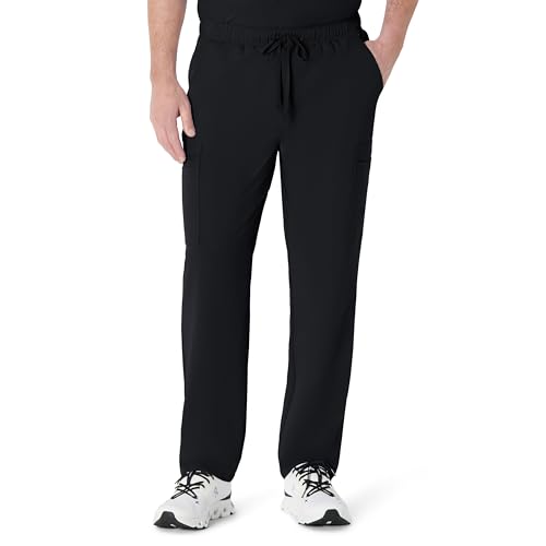 Amazon Basics Mens Scrubs Tapered Leg Pants Elastic Waistband Black XX-Large
