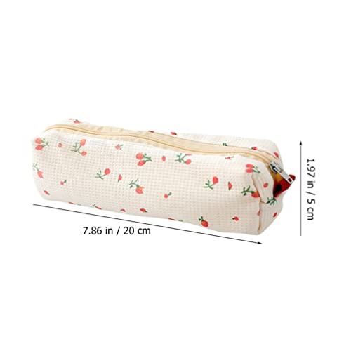 SEWACC 2pcs Small Floral Pencil Case Teen Adult Pencil Case Pencil Holder Bag Watercolor Pen Container Cosmetic Makeup Bag Floral Makeup Bag Cotton Stationery Box Travel Girl Heart - Image 4