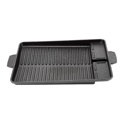 Sartén parrilla – Sartén parrilla reversible de aluminio | Placas de barbacoa antiadherentes, sartenes, placas de parrilla antiadherentes para la estufa, sartenes fundidas para pescado, carne y un