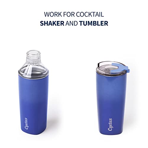 Cyetus 20Oz Triple-Insulated Stainless Steel Cocktail Shaker And Tumbler With Clear, Shatter-Proof Top And Lid, Blue #TOP2