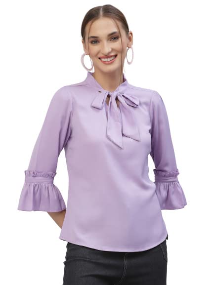 Style Quotient Women Solid Red Polymoss Regular smart Casual Top