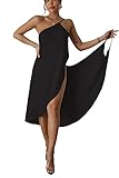 DNLKWGO Strand Cover Up Bademode Strand Badeanzug Strand Coverup Rock Sommer Neckholder Kleid, Schwarz, S