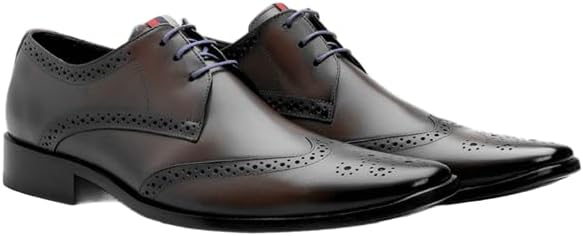 Sapato Social Masculino de Couro Legítimo Natural Derby Italiano Oxford Confortável Artesanal Moderno – 657