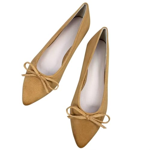 SAILING LU Women's Bow-Knot Pointed Toe Ballet Flats Dressy Party Shoes Bridal Wedding Flats Casual Slip-On Loafers