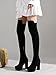 NueiVeiuo Ladies Boots Thigh High Platform Panelled Over the Knee Boots Chunky Heel Side Zipper Black-Mosha Size 39