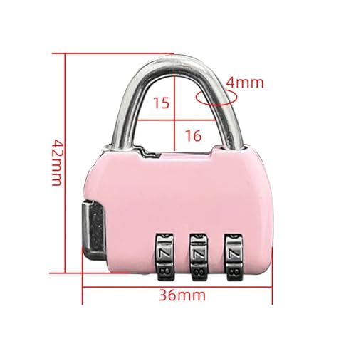 Cadenas à code 3 chiffres rose mini serrure à combinaison pour bagage de voyage - 3