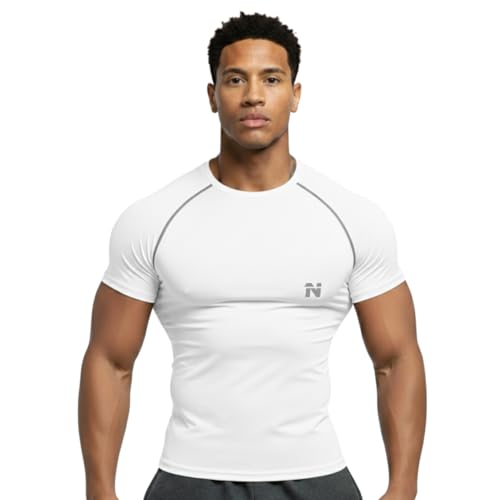 Image of NINQ Half Sleeve Compression T-Shirt - Men's Athletic & Sports Tights for Fitness Gym