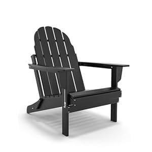 Folding Adirondack Chair – Durable HDPE Poly Lumber All-Weather Resistant, Foldable Oversized Balcony Porch Patio Outdoor Chair for Lawn, Backyard, Deck, Garden, Camping – Easy Installation, Black