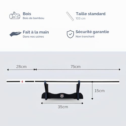 Hashiman - Katana Réplique Manga Sabre + Support Epée Bois + Ceinture - Catana Japonais Cosplay Décoration Jouet Enfant Adulte - Jeu Déguisement Deco Ninja (Sasuke Blanc) – vue 2