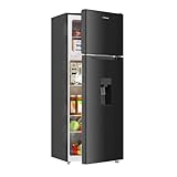 BANGSON 7.3 Cu.Ft Refrigerator with Water Dispenser, Apartment Refrigerator with Freezer, Adjustable Thermostat, Low Noise, Fridge for Office, Kitchen, and Home, Black