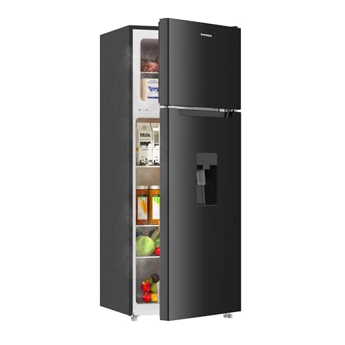 BANGSON 7.3 Cu.Ft Refrigerator with Water Dispenser, Apartment Refrigerator with Freezer, Adjustable Thermostat, Low Noise, Fridge for Office, Kitchen, and Home, Black