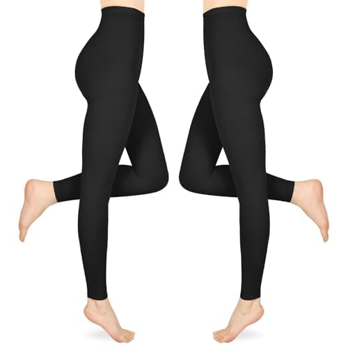 Image of 15-20mmHg Compression Pantyhose Stockings for Women & Men, 2 Pairs | Medical Graduated Compression Leggings Tights, Support Hose for Varicose Veins, Edema, DVT, Lipedema, Swelling