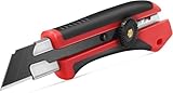 HAUTMEC 25mm Extra Heavy-Duty Utility Knife, Multi-Purpose Snap-off Box Cutter, Ratchet-lock Mechanism, Reinforced Fiberglass Handle HT0250-KN