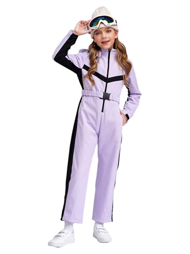 Kids Boys Girls One Piece Color Block Snowsuits Waterproof Ski Suits Winter Jacket Jumpsuits Coat