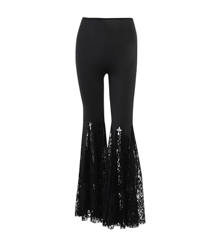 Amazon.com: Allpunkall Goth Bell Bottom Pants for Women Punk Flare
