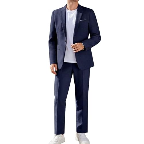 COOFANDY Men Suits Classic Fit 2 Piece Suit Set One Button Casual Blazer Wedding Bussiness Suit Separates