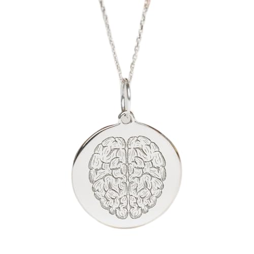 Collier pendentif cerveau en argent sterling 925 de haute qualité pour look unisexe