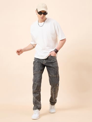 Image of STUDIO NEXX Men's Loose Fit Jeans | Stretchable | Jeans for Men | Contrast Stitch Jeans | Panelled Stitch