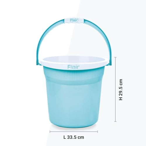 Image of FLAIR Estella 14L Set of 3 Plastic Bathroom Bucket, Blue | Strong & Durable Water Storage Bucket with Easy-Grip Handle | Virgin Plastic, Lightweight & Multipurpose for Bathing and Daily Use
