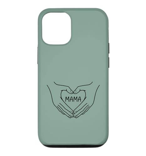 �r���e�[�W�O���[�� - Mama Heart Hands �~�j�}���X�g���C���A�[�g �� �X�}�z�P�[�X iPhone 12/12 Pro �p