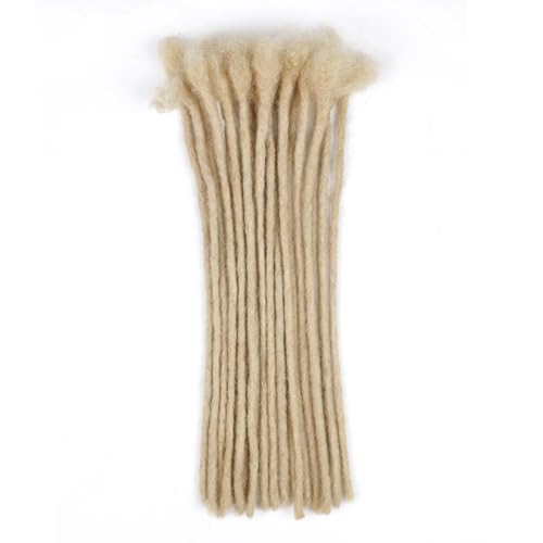 Huarisi 12 inch 20 Strands 0.4cm Human Hair Dreadlocks Extensions for Black Women Blonde Afro Kinky Handmade Permanent Loc Extensions Real Hair for Men (613 Color - Image 2