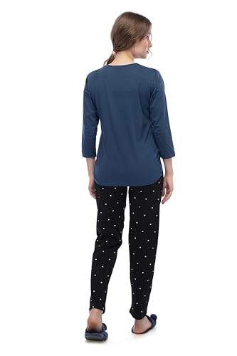 Image of LOTIK Women Cotton Heart Print Top & Payjama Full Sleeve Night Suit Set