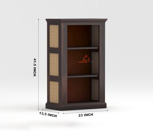 Image of SHYAM ART & CRAFT Solid Sheesham Wooden Bookshelf | Book Shelf Cabinet for Home & Office Living Room | Pre Assembled Semi Open Bookshelf (Walnut Finish)