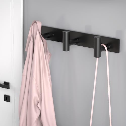Image of PMMASTO Coat Rack Wall Mounted, 3 inchT Shaped Wall Hooks for Hanging, Heavy Duty Stainless Steel Coat Hook Rail for Hat Towel Robes in Bathroom Kitchen Mudroom Entryway (Black, 1PC)