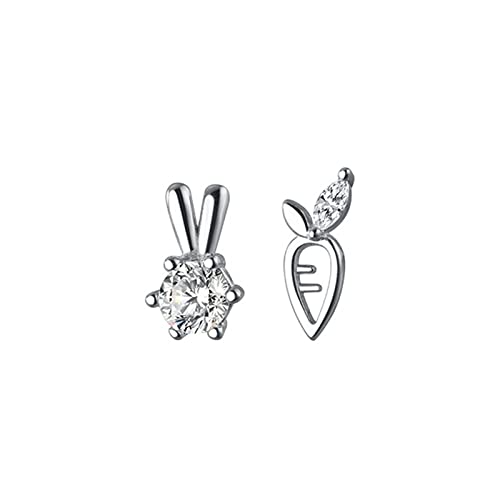 Boucles d'oreilles lapin et carotte asymétriques en argent sterling 925 pour femme