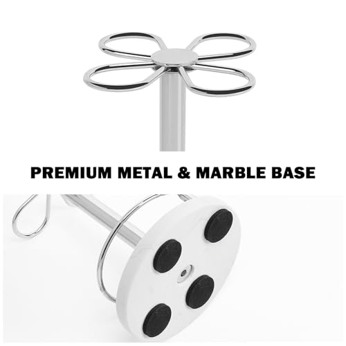 Image of Toothbrush Holder Stand for Bathroom, Metal Toothbrush Organizer with Marble Base, Toothbrush Storage Collection for Family, Suitable for Home Hotel Countertop Vanity (Small, Chrome Finish)