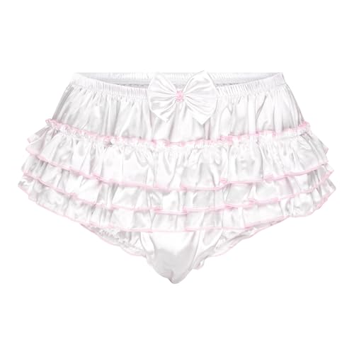 Satini Frilly Sissy Ruffled French Knickers Briefs Lingerie Silky Satin Underwear Panties