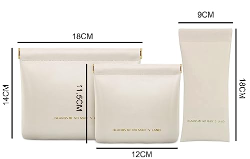 Image of House of Quirk Cosmetic Bag for Women's Makeup Bag for Purse Travel Makeup Organizer Bag Waterproof Makeup Pouch with Sunglasses Case (Pack of 3, White)27 cms