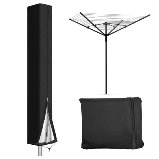 Aerzouser Wäschespinne Schutzhülle 170cm，210D Schutzhülle Wäschespinne，Mit Reißverschluss und Kordelzug，Wetterfest, UV-Beständig，mit Aufbewahrungstasche (Standard – 210D Leicht & Wetterfest)