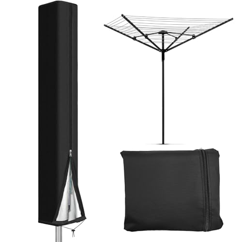 Aerzouser Wäschespinne Schutzhülle 170cm,210D Schutzhülle Wäschespinne,Mit Reißverschluss und Kordelzug,Wetterfest, UV-Beständig,mit Aufbewahrungstasche (Standard – 210D Leicht & Wetterfest)