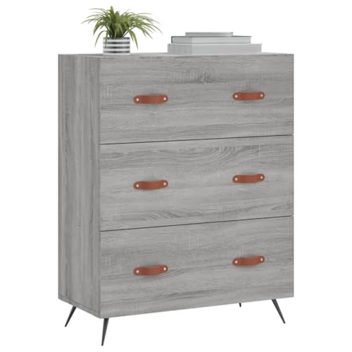 Cómoda Sonoma de madera gris, mueble auxiliar robusto con patas de metal 4