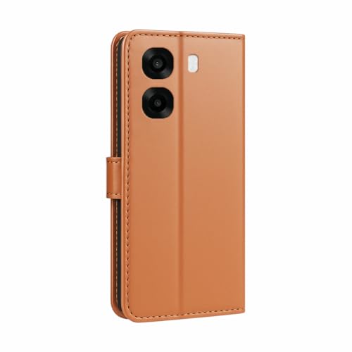 Image of AIBEX Shock Proof Flip Compatible for Oppo A6S 5G / Oppo K14X 5G / Oppo A6X 5G Flip Cover Leather Finish | Inside TPU with Card Pockets | Wallet Stand | Complete Protection Flip Case Brown